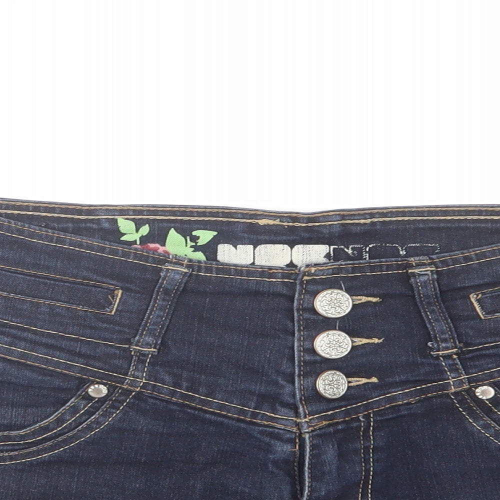 New Look Womens Blue Cotton Hot Pants Shorts Size 12 L4 in Regular Zip
