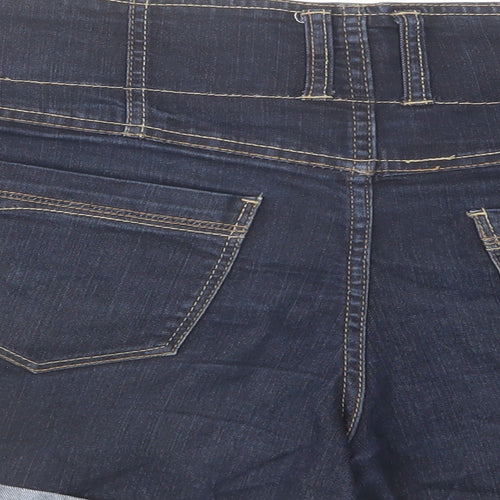 New Look Womens Blue Cotton Hot Pants Shorts Size 12 L4 in Regular Zip