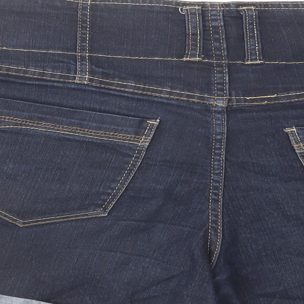 New Look Womens Blue Cotton Hot Pants Shorts Size 12 L4 in Regular Zip