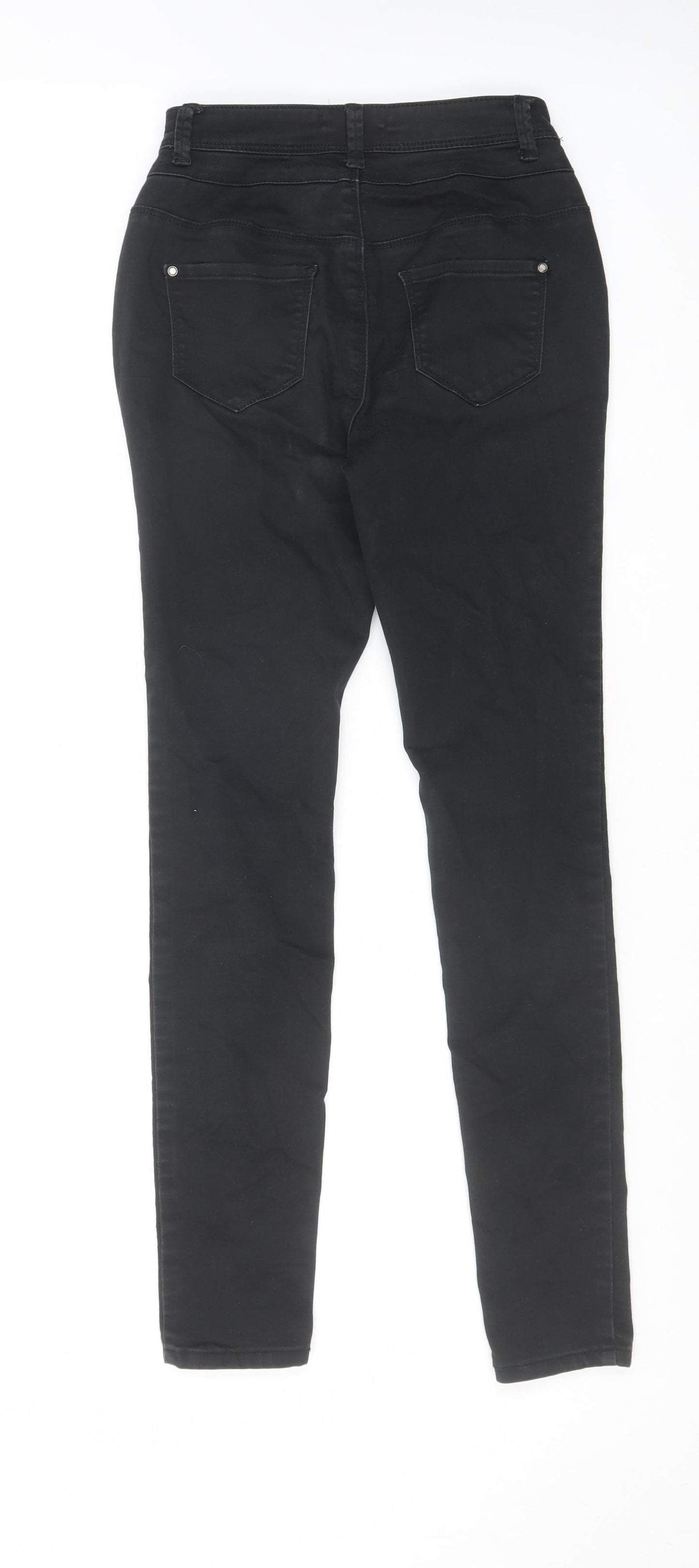 Peacocks Womens Black Cotton Straight Jeans Size 8 L29 in Regular Zip