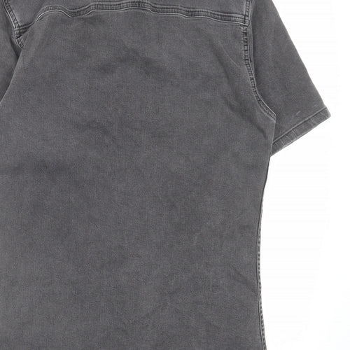 Topman Mens Grey Cotton Button-Up Size M Collared Button