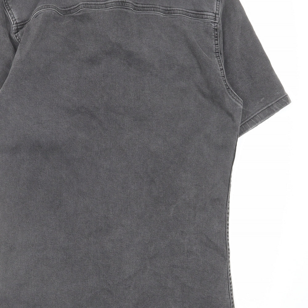 Topman Mens Grey Cotton Button-Up Size M Collared Button