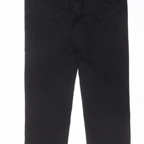 Marks and Spencer Womens Black Cotton Straight Jeans Size 14 L28 in Regular Zip