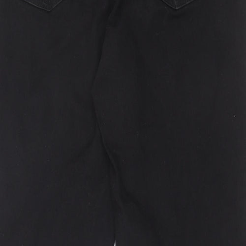 Marks and Spencer Womens Black Cotton Straight Jeans Size 14 L28 in Regular Zip
