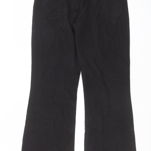 PRETTYLITTLETHING Womens Black Cotton Flared Jeans Size 10 L32 in Regular Zip