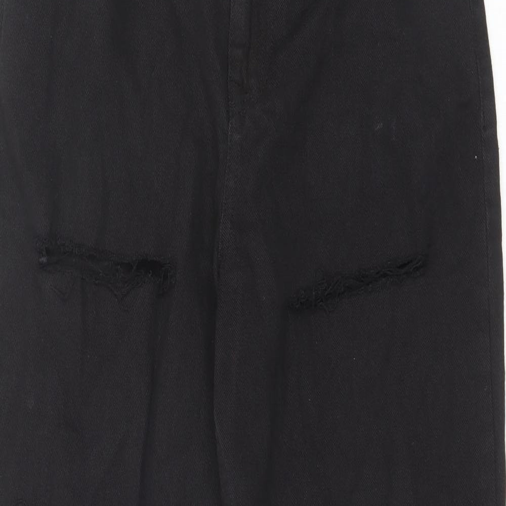 PRETTYLITTLETHING Womens Black Cotton Flared Jeans Size 10 L32 in Regular Zip