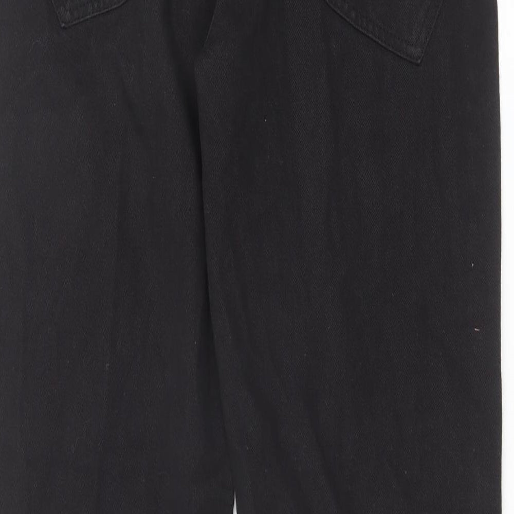 PRETTYLITTLETHING Womens Black Cotton Flared Jeans Size 10 L32 in Regular Zip