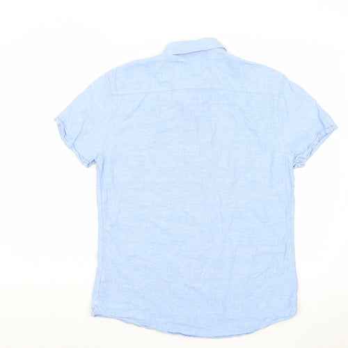 Burton Mens Blue Cotton Button-Up Size M Collared Button