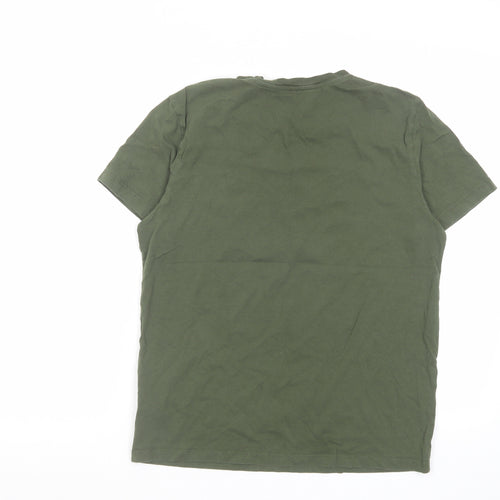 JACK & JONES Mens Green Cotton T-Shirt Size S Crew Neck