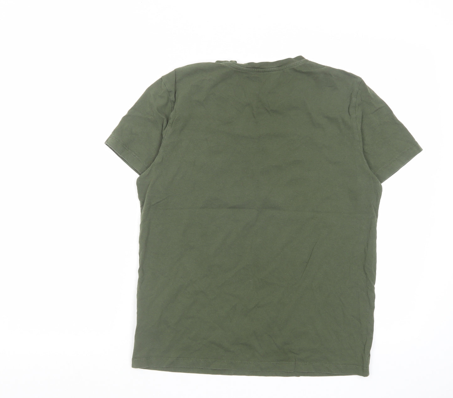 JACK & JONES Mens Green Cotton T-Shirt Size S Crew Neck