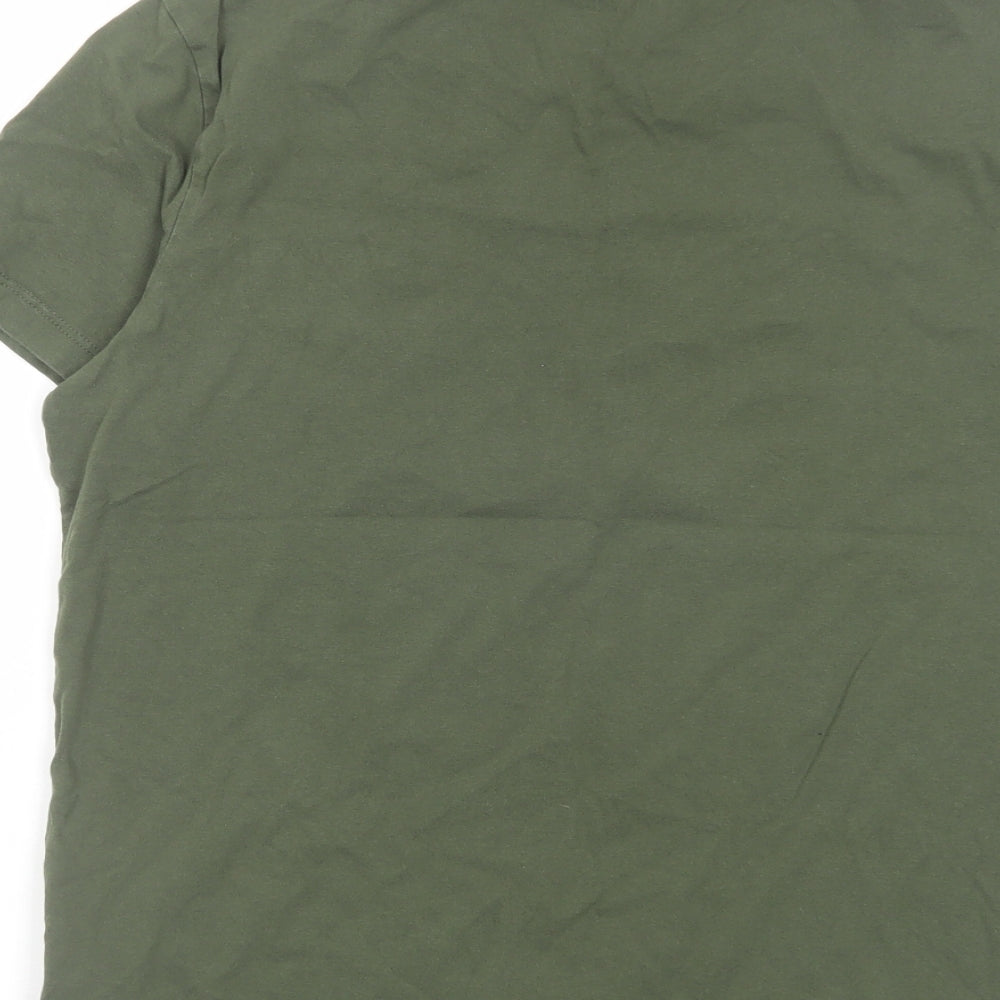 JACK & JONES Mens Green Cotton T-Shirt Size S Crew Neck