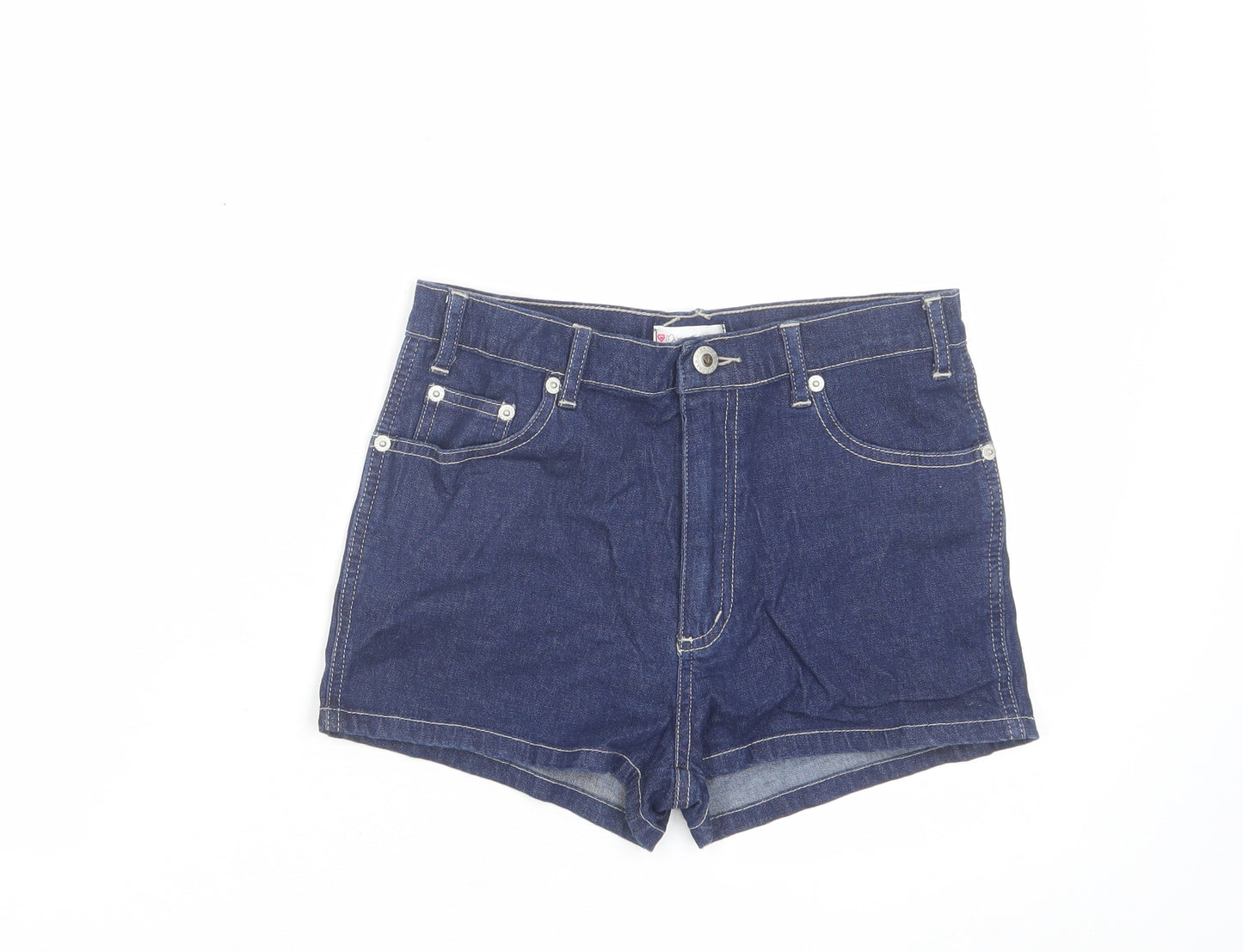 Miss Selfridge Womens Blue Cotton Hot Pants Shorts Size 12 Regular Zip