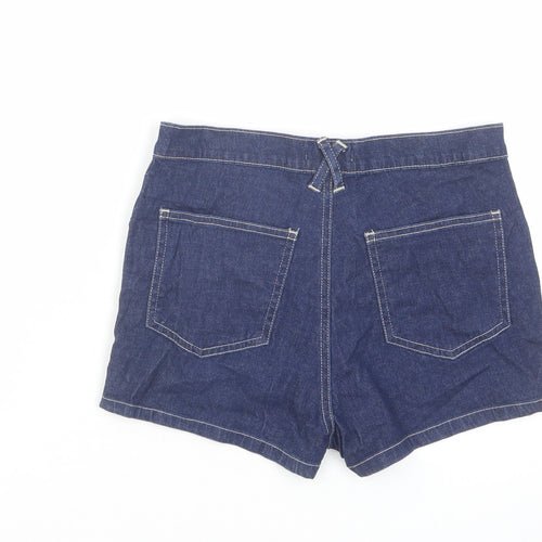 Miss Selfridge Womens Blue Cotton Hot Pants Shorts Size 12 Regular Zip