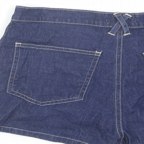 Miss Selfridge Womens Blue Cotton Hot Pants Shorts Size 12 Regular Zip