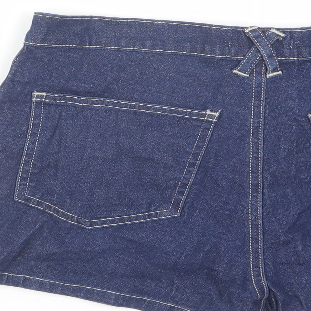 Miss Selfridge Womens Blue Cotton Hot Pants Shorts Size 12 Regular Zip
