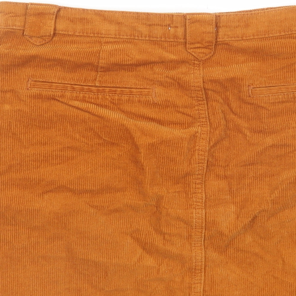 TU Womens Brown Cotton A-Line Skirt Size 10 Button
