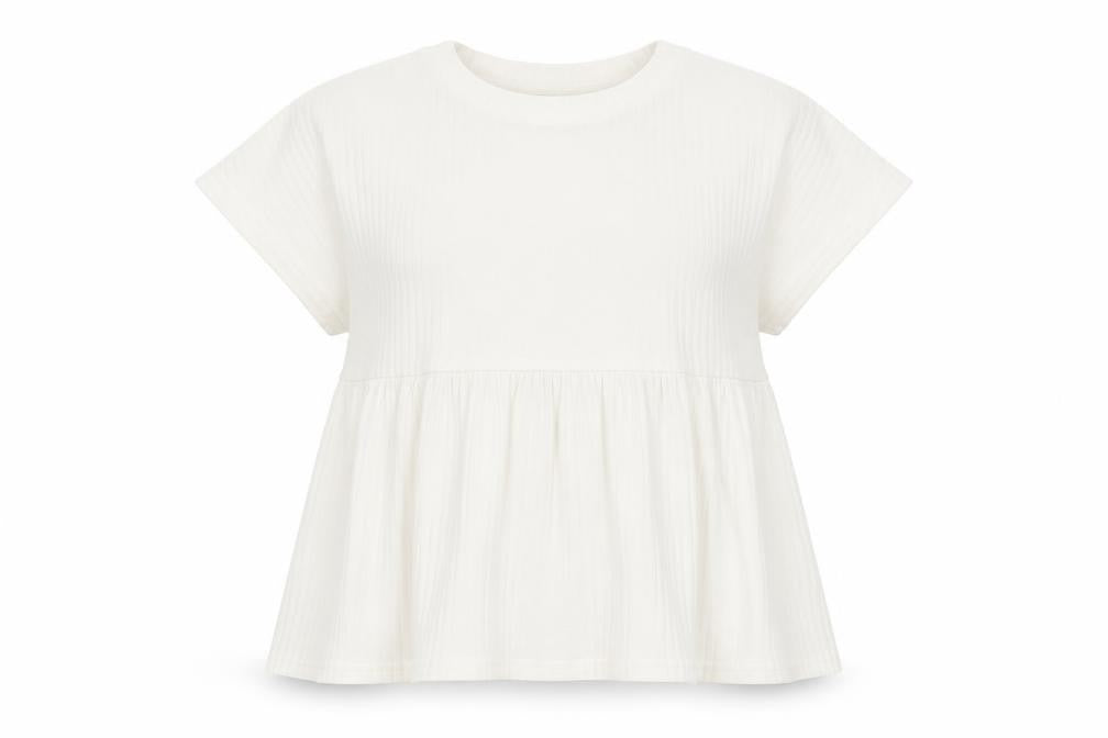 Front view of Boohoo women’s white polyester basic t-shirt, size UK 8, round neck