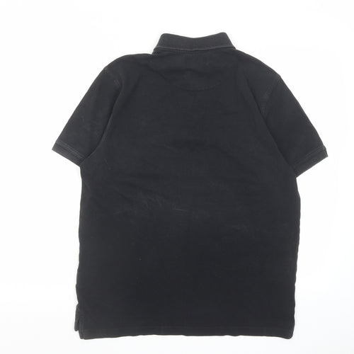 Pierre Cardin Mens Black Cotton Polo Size L Collared Button