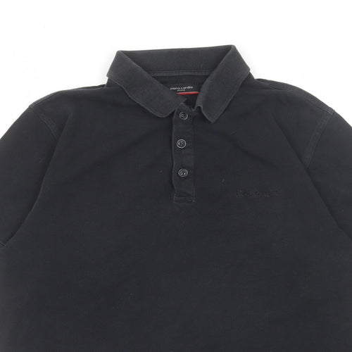 Pierre Cardin Mens Black Cotton Polo Size L Collared Button