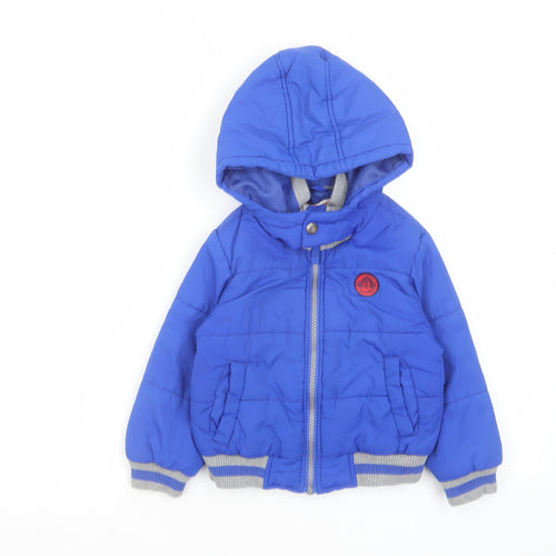 Blue Zoo Boys Blue Basic Coat Coat Size 3-4 Years Zip