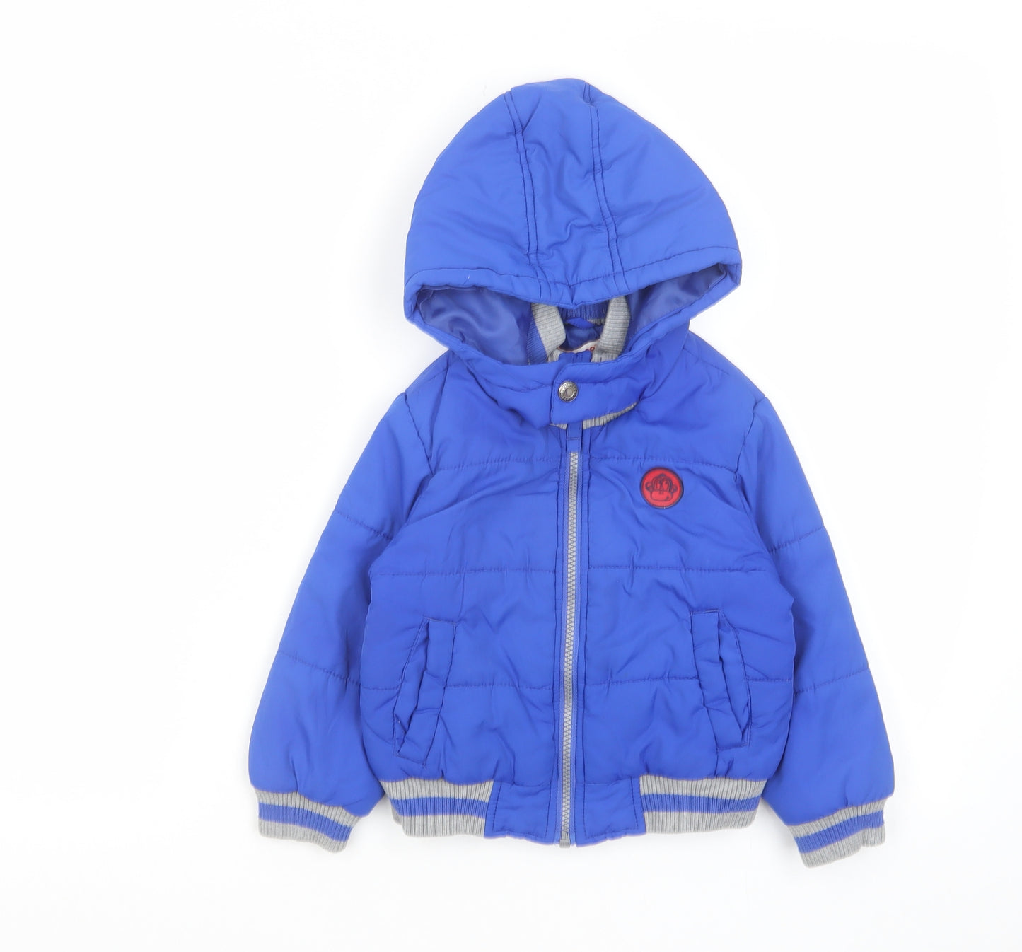 Blue Zoo Boys Blue Basic Coat Coat Size 3-4 Years Zip