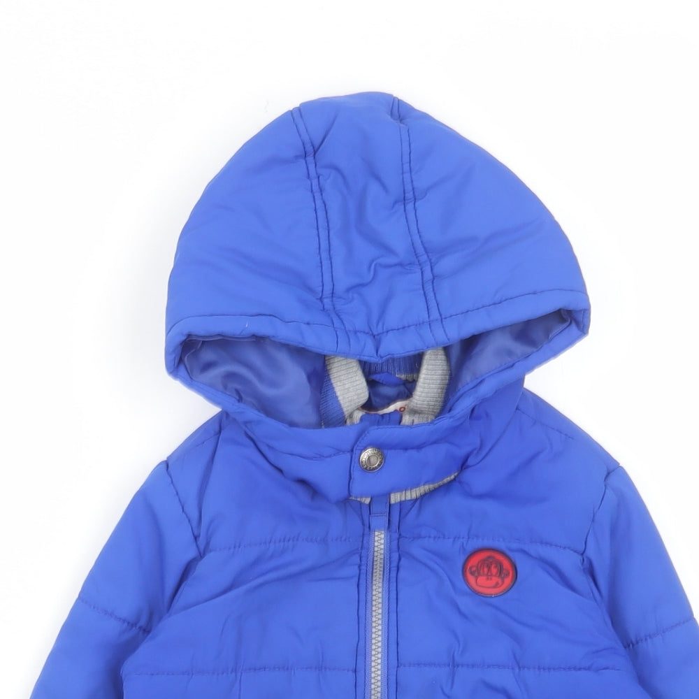 Blue Zoo Boys Blue Basic Coat Coat Size 3-4 Years Zip