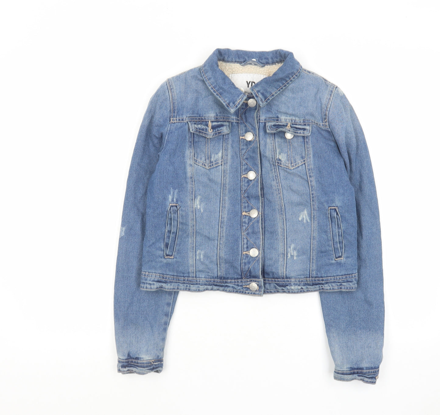 Young Dimension Girls Blue Basic Jacket Jacket Size 12-13 Years Button