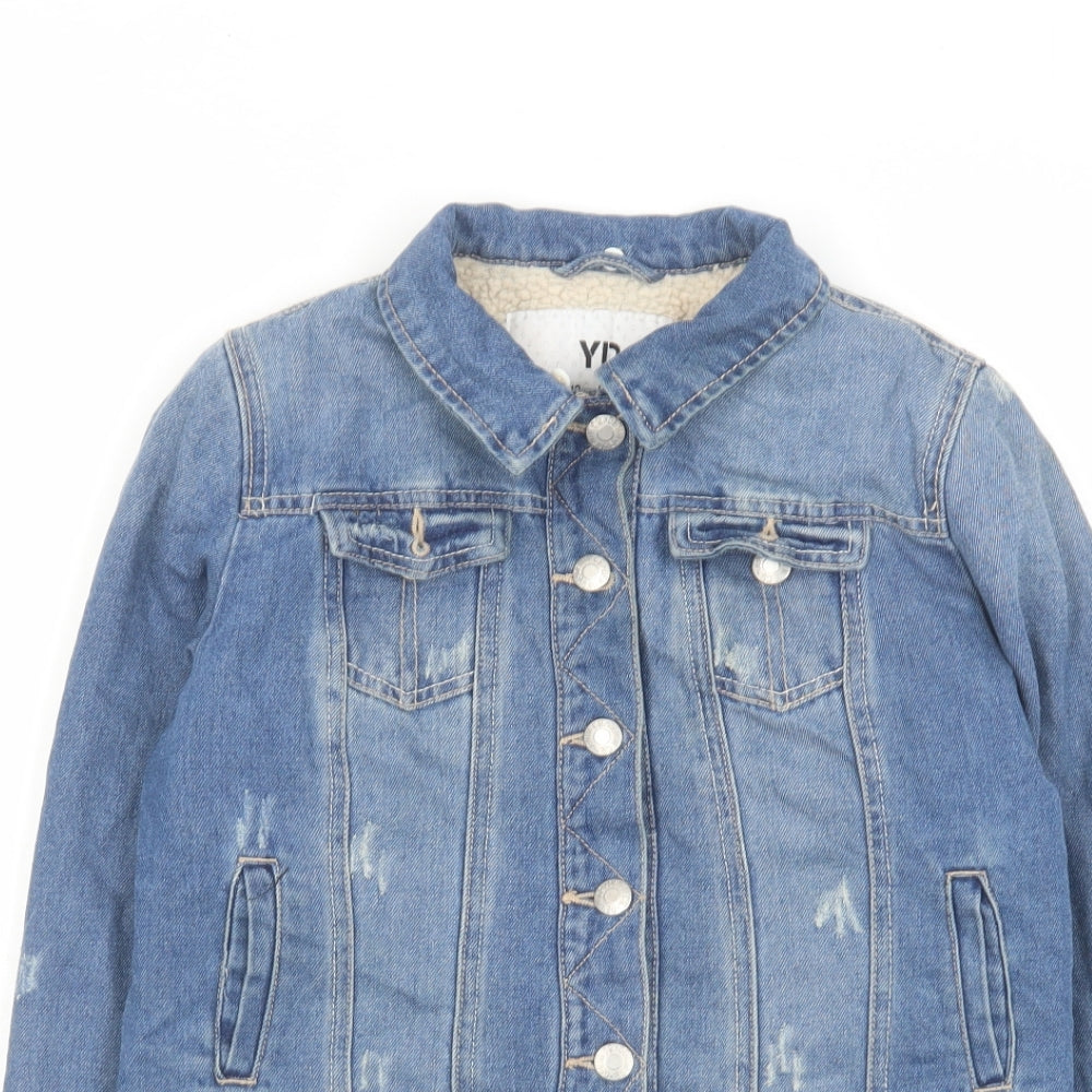 Young Dimension Girls Blue Basic Jacket Jacket Size 12-13 Years Button