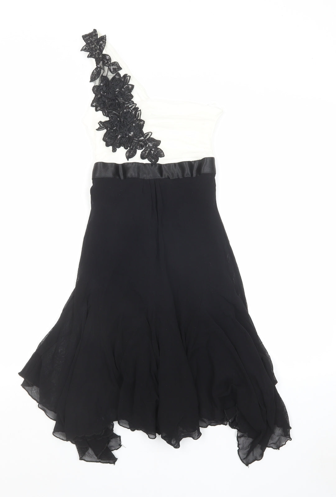 Jane Norman Womens Black Nylon Fit & Flare Size 8 One Shoulder Pullover