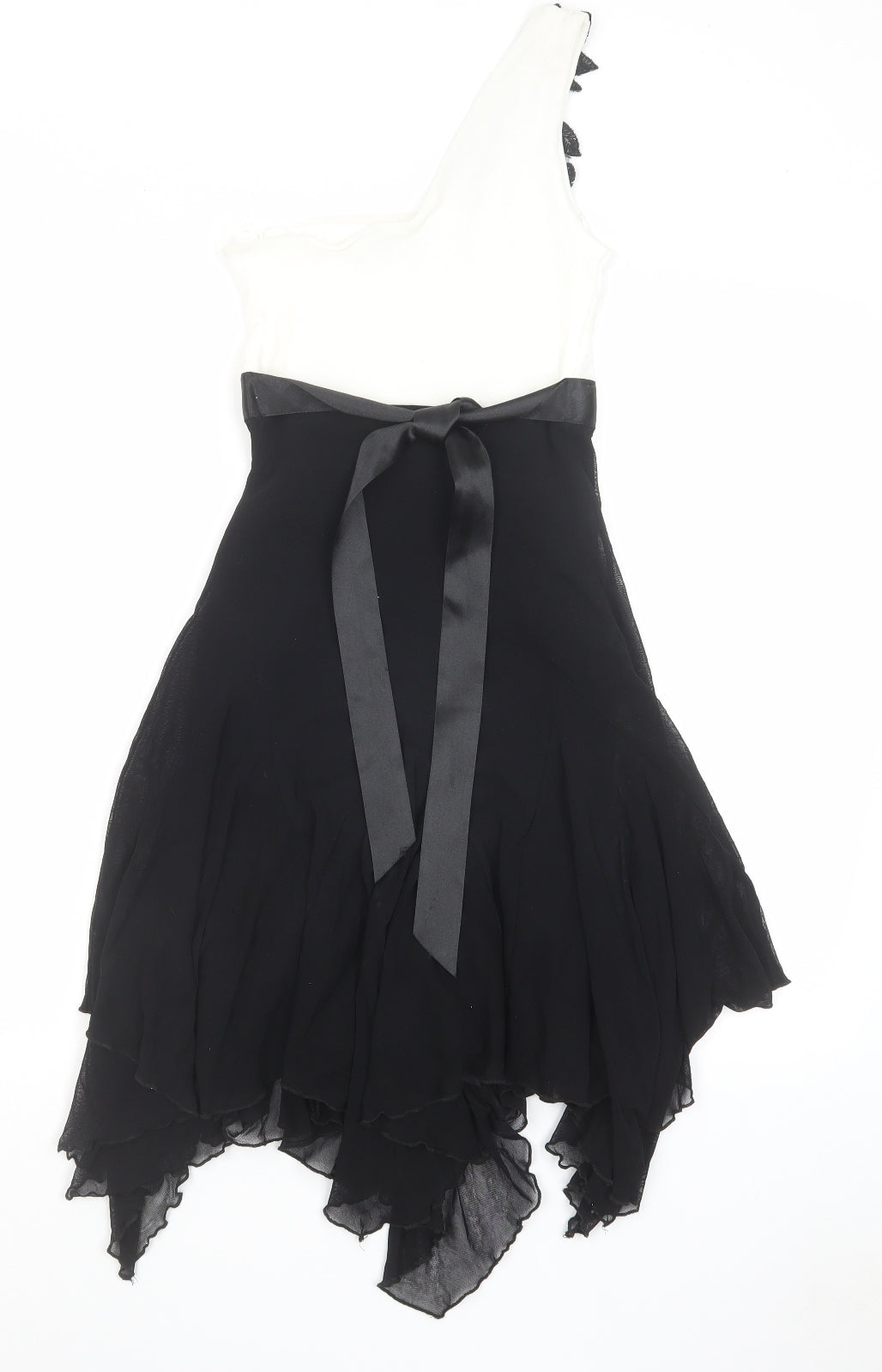 Jane Norman Womens Black Nylon Fit & Flare Size 8 One Shoulder Pullover