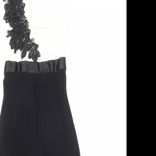 Jane Norman Womens Black Nylon Fit & Flare Size 8 One Shoulder Pullover