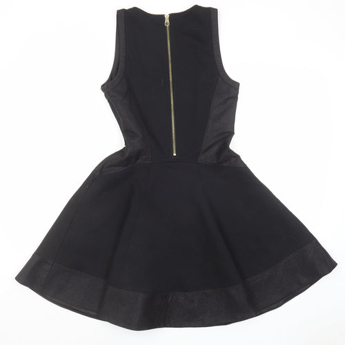 Ted Baker Womens Black Polyester A-Line Size M Round Neck Zip - Panelled