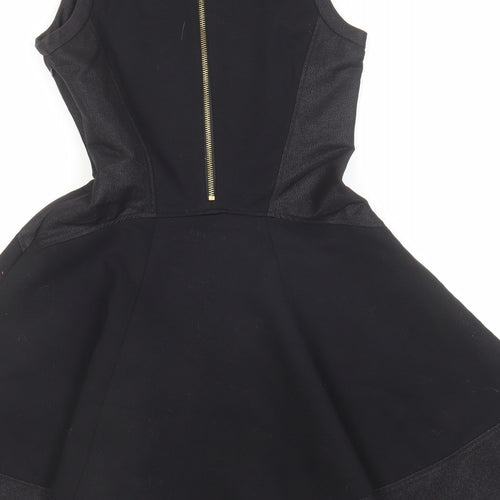 Ted Baker Womens Black Polyester A-Line Size M Round Neck Zip - Panelled