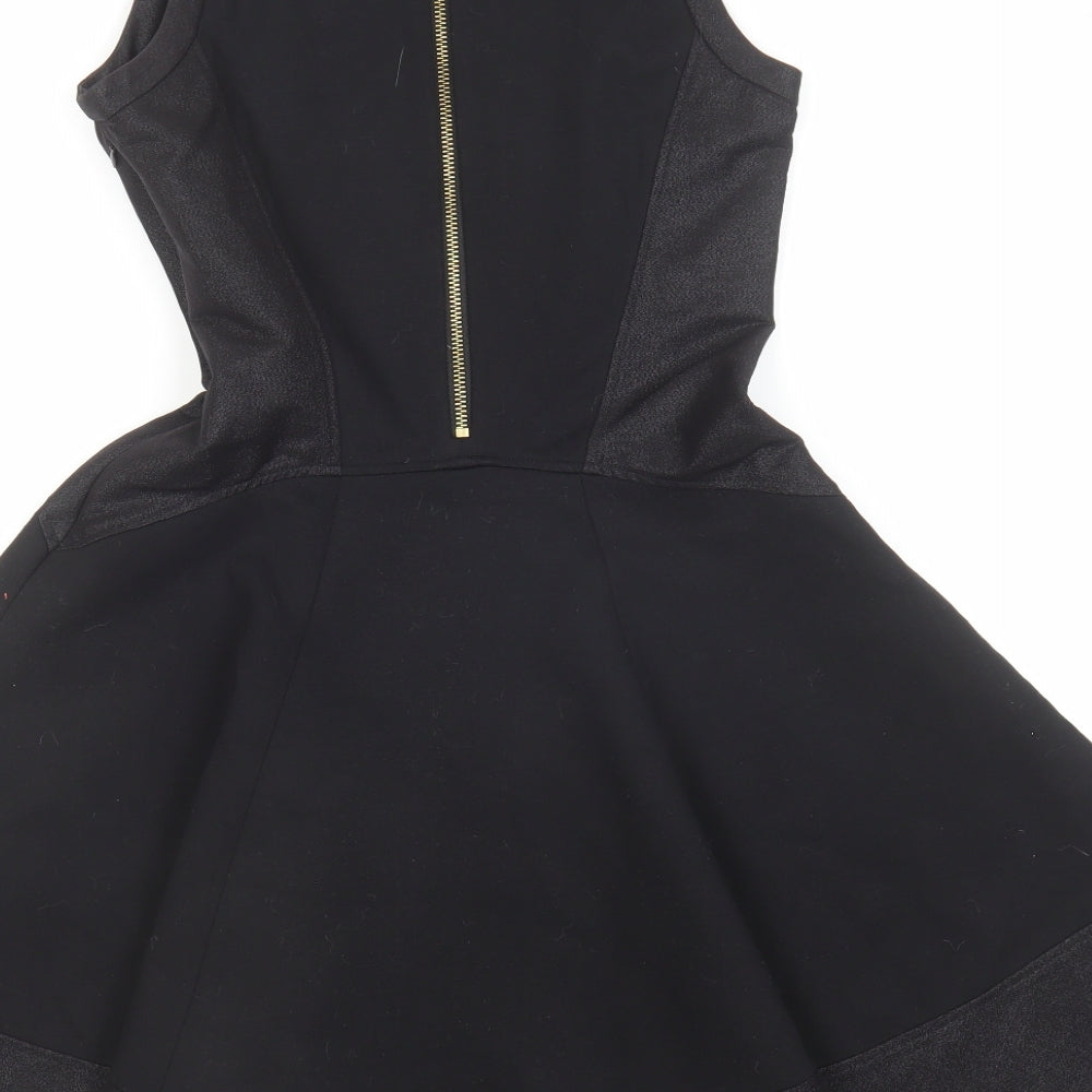 Ted Baker Womens Black Polyester A-Line Size M Round Neck Zip - Panelled