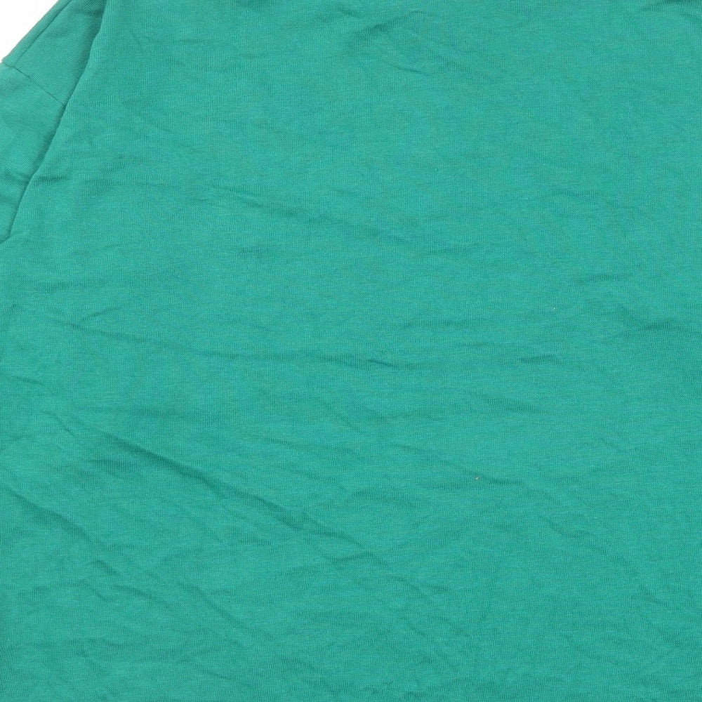 Rumours Mens Green Colourblock Cotton Polo Size L Collared Button