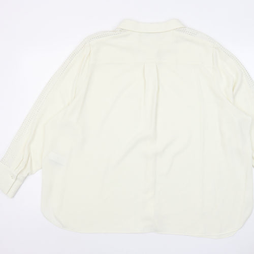 Marks and Spencer Womens Ivory Polyester Basic Button-Up Size 24 Collared