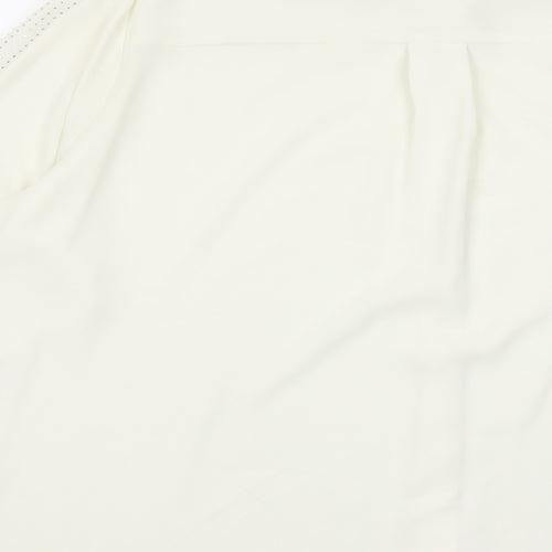 Marks and Spencer Womens Ivory Polyester Basic Button-Up Size 24 Collared