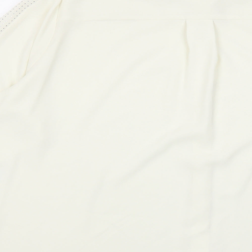 Marks and Spencer Womens Ivory Polyester Basic Button-Up Size 24 Collared