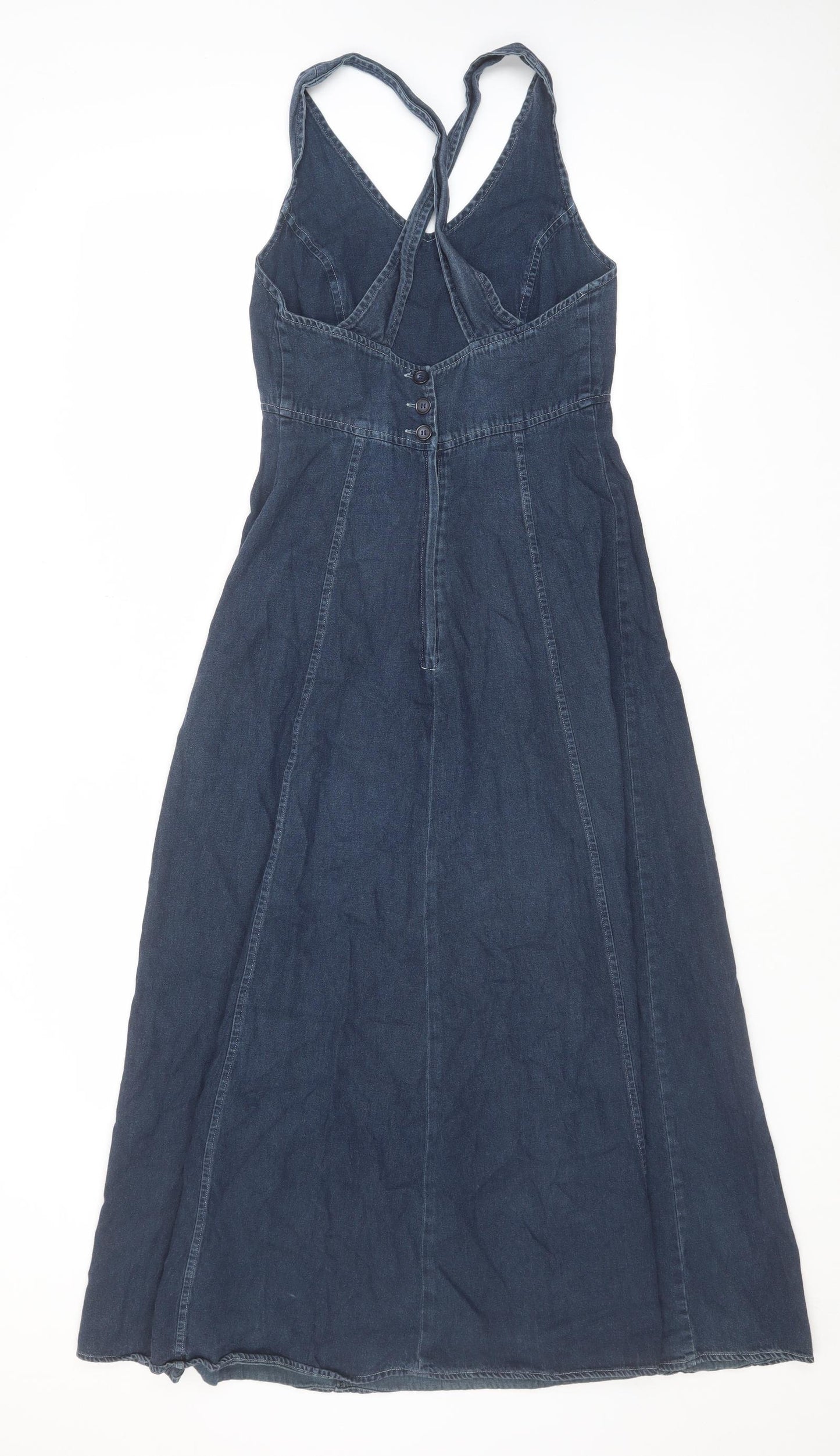 NEXT Womens Blue Cotton A-Line Size 8 Halter Zip