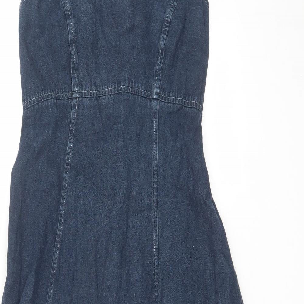 NEXT Womens Blue Cotton A-Line Size 8 Halter Zip