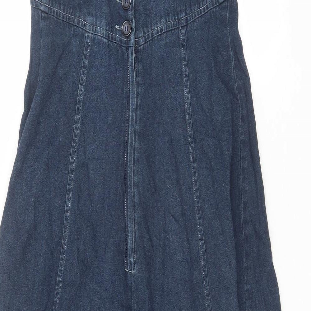 NEXT Womens Blue Cotton A-Line Size 8 Halter Zip