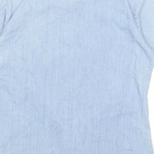 Lee Mens Blue Cotton Button-Up Size M Collared Button
