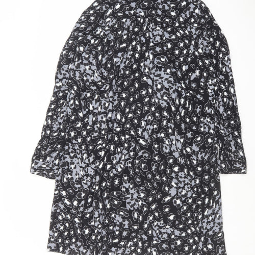 Marks and Spencer Womens Black Geometric Viscose Shift Size 14 V-Neck Pullover