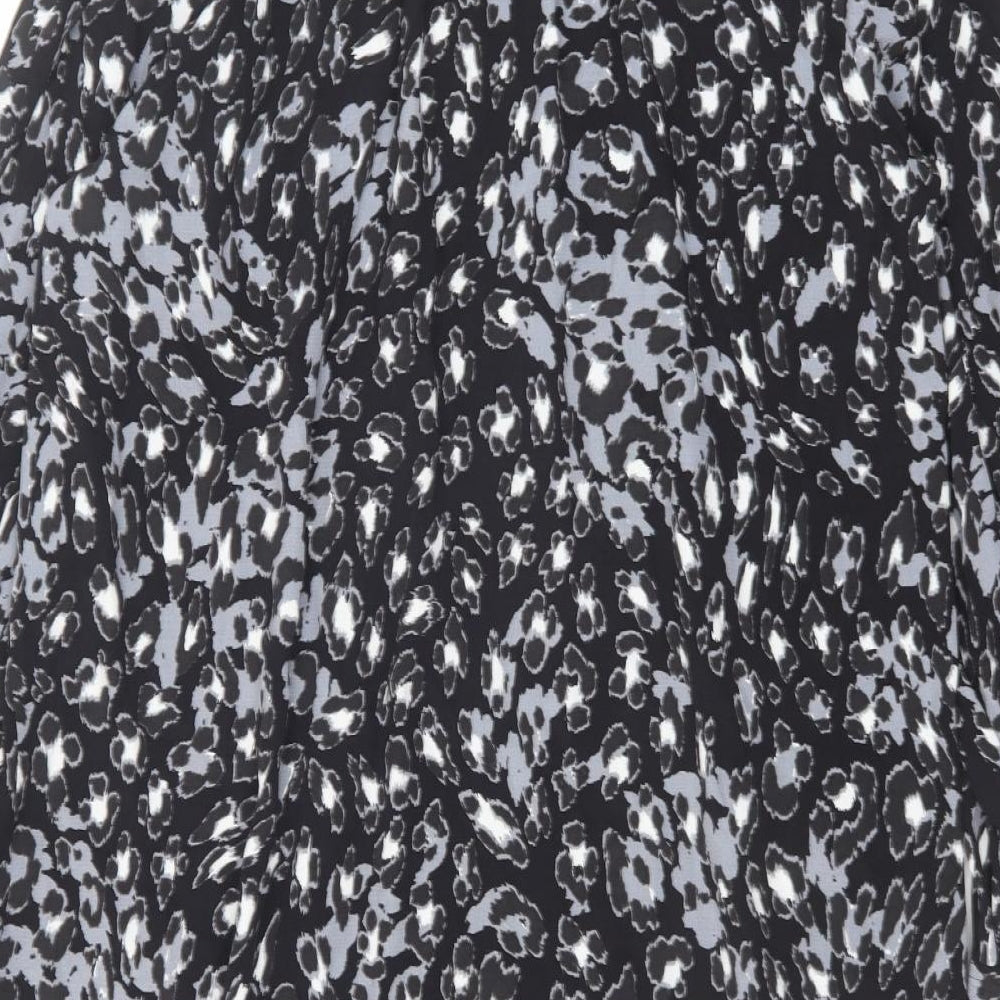 Marks and Spencer Womens Black Geometric Viscose Shift Size 14 V-Neck Pullover