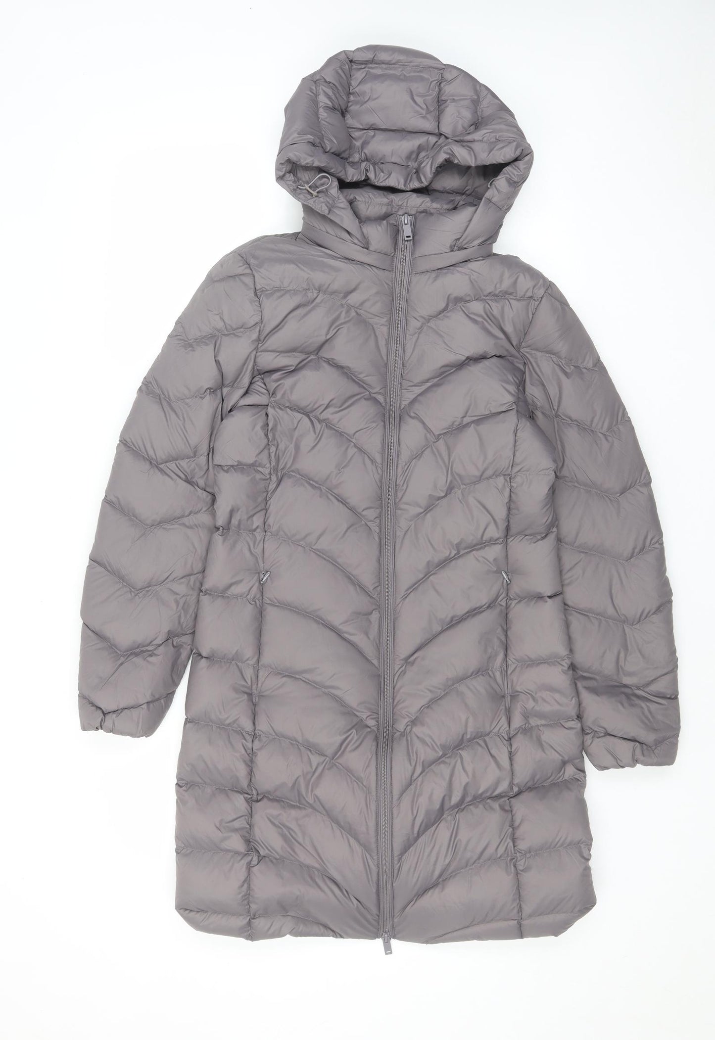 Marks and Spencer Womens Grey Quilted Coat Size 8 Zip