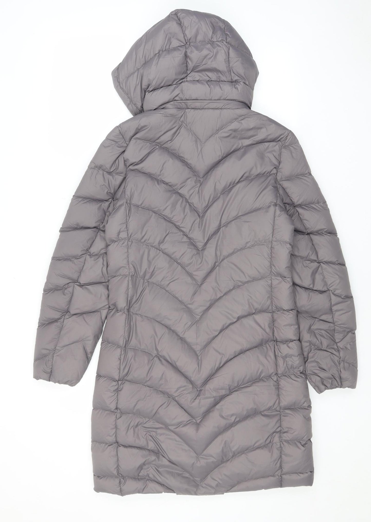 Marks and Spencer Womens Grey Quilted Coat Size 8 Zip