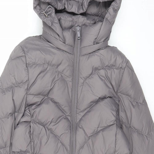 Marks and Spencer Womens Grey Quilted Coat Size 8 Zip