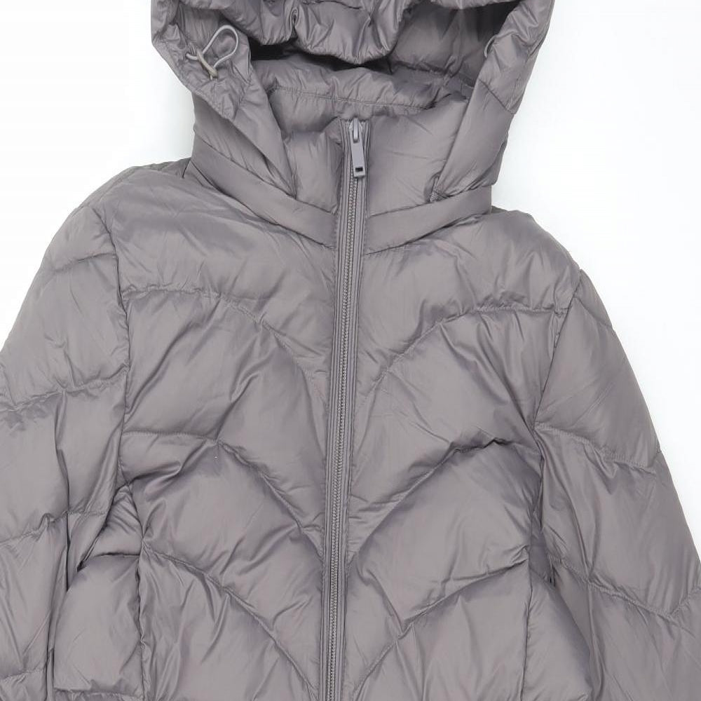 Marks and Spencer Womens Grey Quilted Coat Size 8 Zip