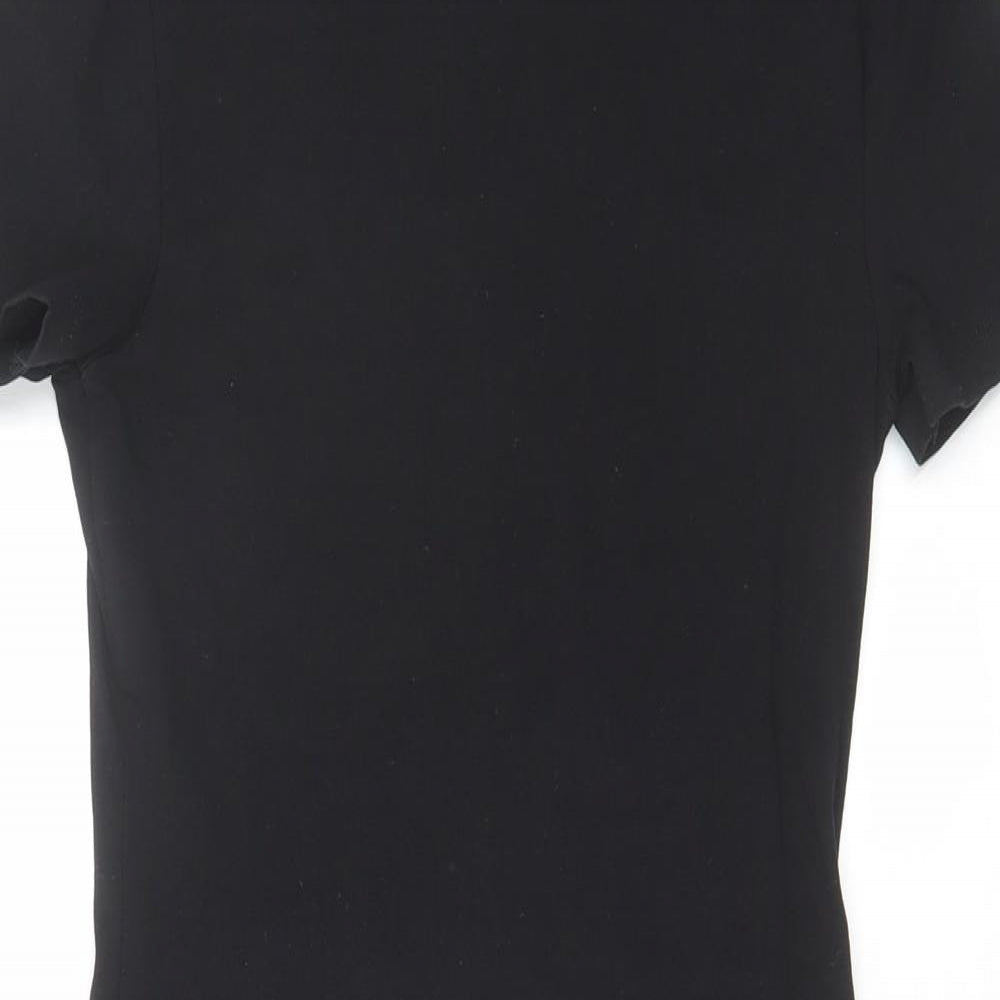 H&M Womens Black Cotton Bodycon Size S Round Neck Pullover