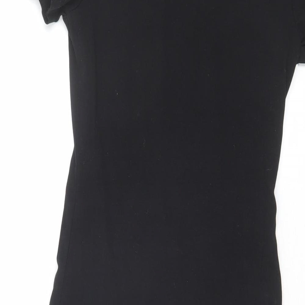 H&M Womens Black Cotton Bodycon Size S Round Neck Pullover